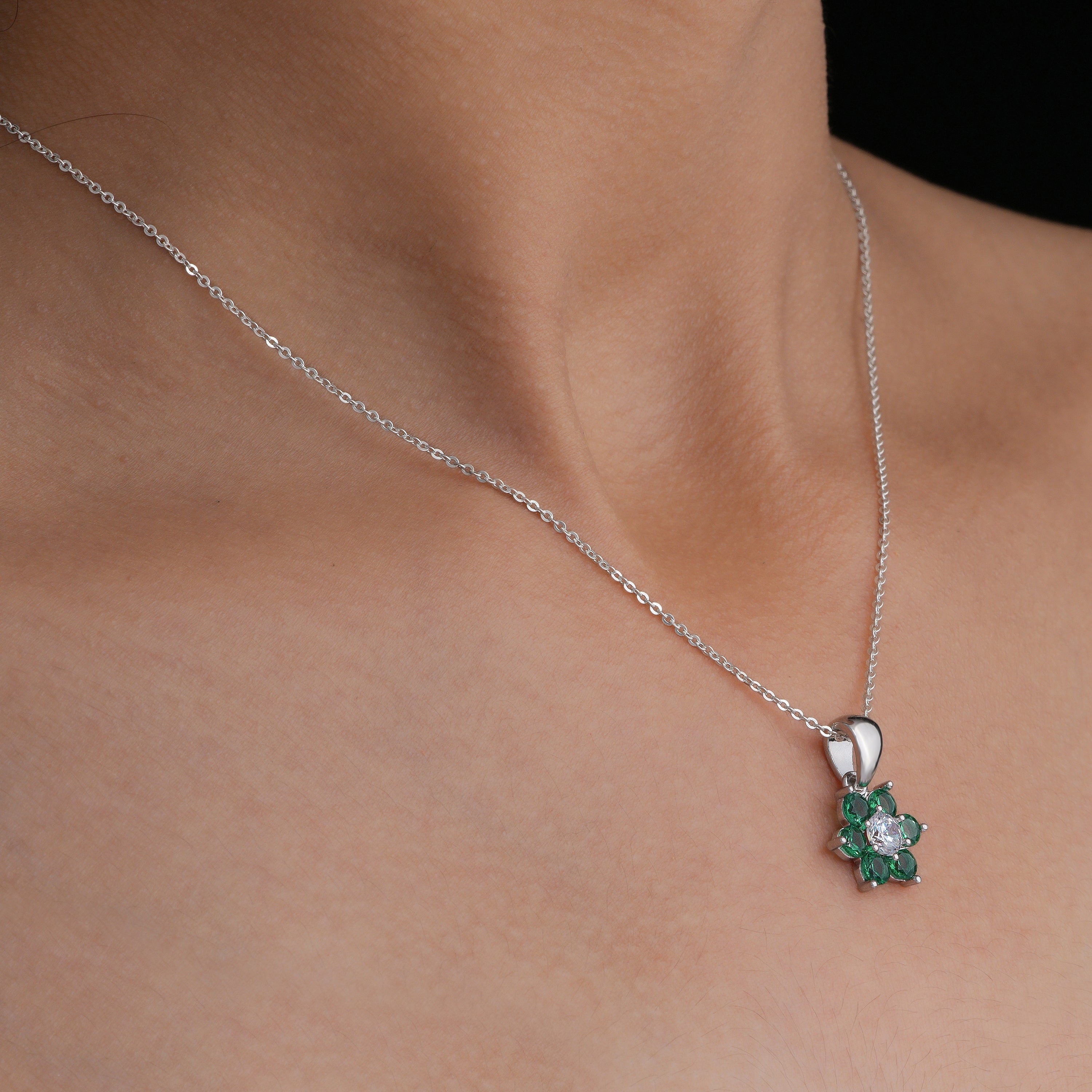 Emerald Floral Pendant