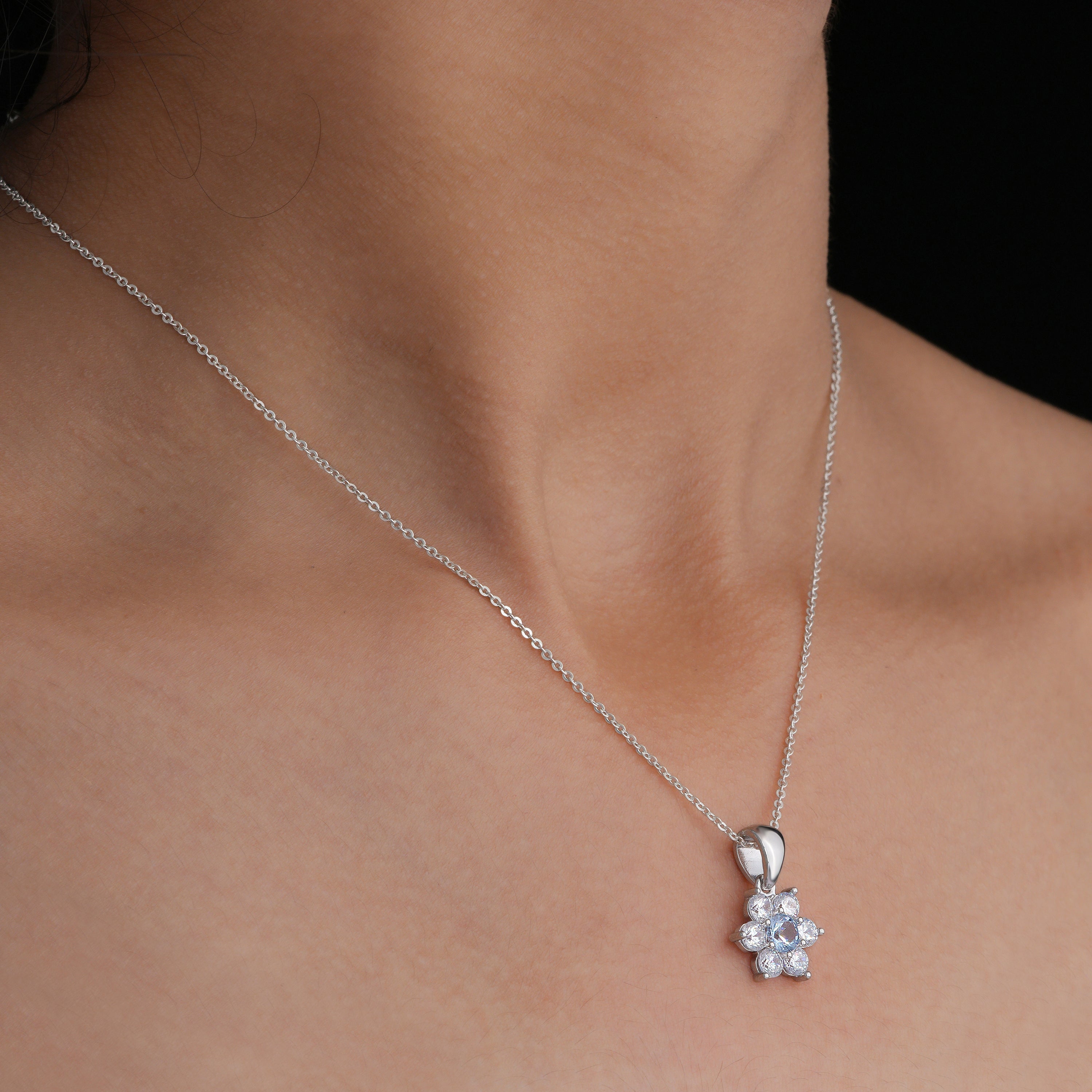 White Aqua Floral Pendant