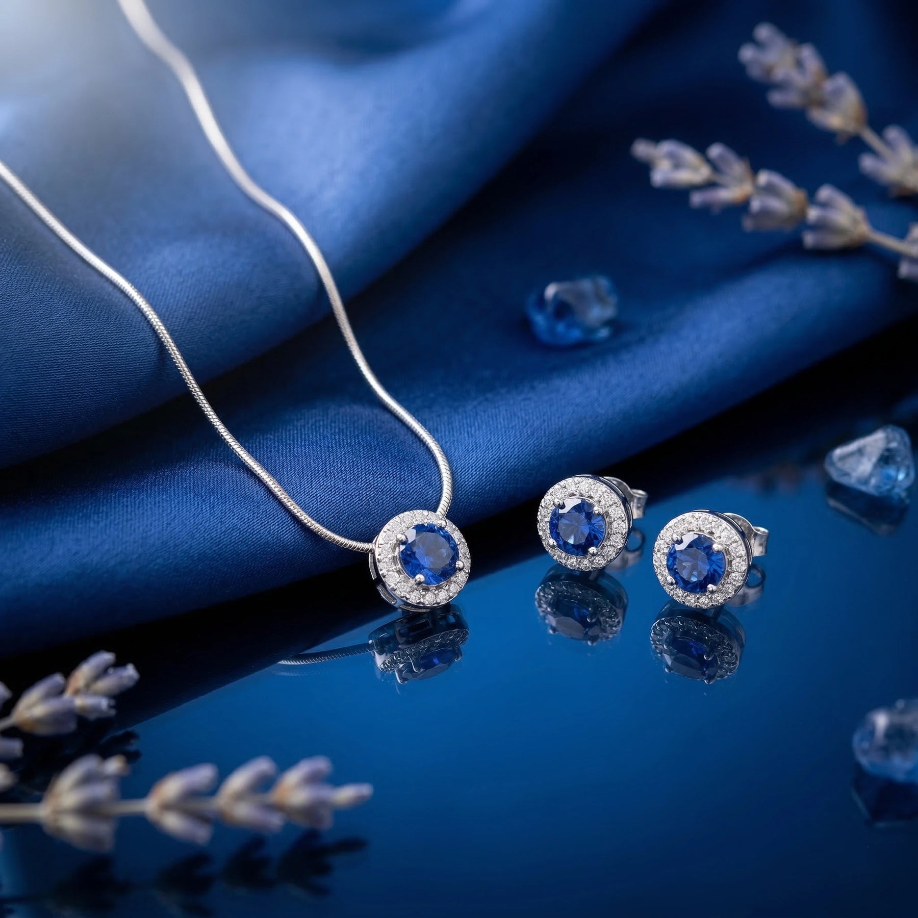 Sapphire Halo Elegance Set