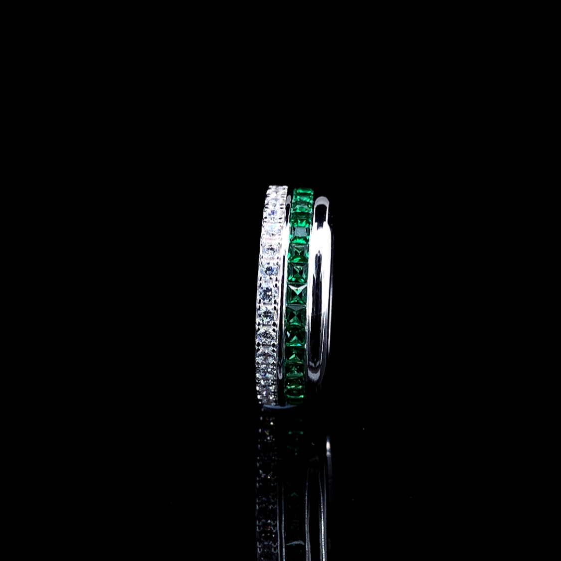 Cushion Cut Green Sapphire Band