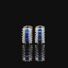 Blue Huggie Hoop Earrings