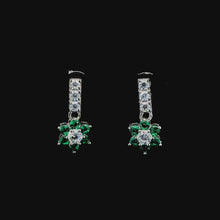 Emerald Flower Cluster Drop Earrings