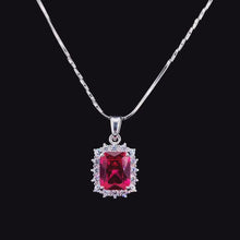 Ruby Princess Cut Halo Pendant