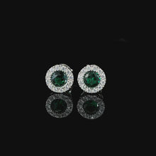 Emerald Halo Stud Earrings