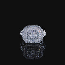 White Baguette Halo Cocktail Ring
