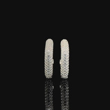 White Pavé Huggie Square Hoop Earrings