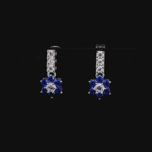 Blue Flower Cluster Drop Earrings