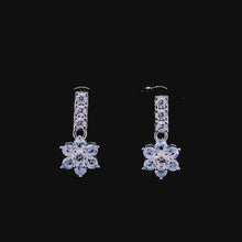 Aqua Flower Cluster Drop Earrings