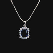 Sapphire Princess Cut Halo Pendant
