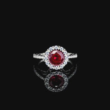 Crimson Bloom Halo Ring