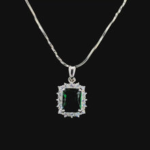 Emerald Princess Cut Halo Pendant