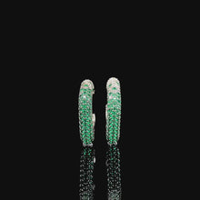 Emerald Pavé Huggie Square Hoop Earrings