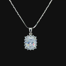 White Princess Cut Halo Pendant